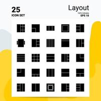 25 Layout-Icon-Set 100 bearbeitbare eps 10-Dateien Business-Logo-Konzept-Ideen solides Glyphen-Icon-Design vektor