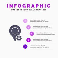 Standort Karteneinstellungen festes Symbol Infografiken 5 Schritte Präsentationshintergrund vektor