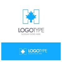 Flagge Herbst Kanada Blatt blaues solides Logo mit Platz für Slogan vektor