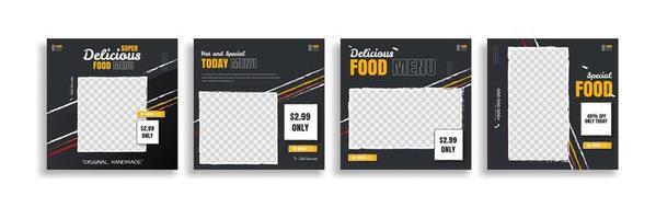 Reihe von Food-Post-Storys. Social-Media-Banner-Template-Design. kreatives Design, einfache Verwendung für Werbeaktionen für Ihr Produkt. Story Food für Ihre Restaurantwerbung. vektor