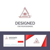 kreativ företag kort och logotyp mall öga illuminati pyramid triangel vektor illustration
