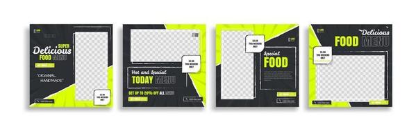 Reihe von Food-Post-Storys. Social-Media-Banner-Template-Design. kreatives Design, einfache Verwendung für Werbeaktionen für Ihr Produkt. Story Food für Ihre Restaurantwerbung. vektor