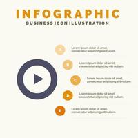 studio spela video mP4 fast ikon infographics 5 steg presentation bakgrund vektor