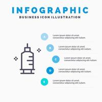 Chemie Medizin Apotheke Spritze Liniensymbol mit 5 Schritten Präsentation Infografiken Hintergrund vektor