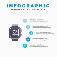 hand Kolla på kärlek hjärta bröllop fast ikon infographics 5 steg presentation bakgrund vektor