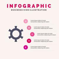 Zahnradeinstellung festes Symbol Infografiken 5 Schritte Präsentationshintergrund vektor