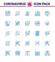 25 blå coronavirus covid19 ikon packa sådan som försäkring service fordon lotion transport nödsituation viral coronavirus 2019 nov sjukdom vektor design element