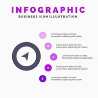 Kartennavigation Standort festes Symbol Infografiken 5 Schritte Präsentationshintergrund vektor