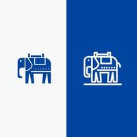 Elefant amerikanisch usa Linie und Glyphe festes Symbol blaues Banner Linie und Glyphe festes Symbol blaues Banner vektor