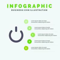 Knopf ausschalten, solides Symbol, Infografiken, 5 Schritte, Präsentationshintergrund vektor