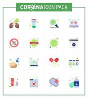 16 platt Färg coronavirus epidemi ikon packa suga som virus lupp bakterie inlärning virus viral coronavirus 2019 nov sjukdom vektor design element