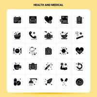 solide 25 Gesundheit und Medizin Icon Set Vektor Glyphe Stil Design schwarze Icons Set Web und mobile Geschäftsideen Design Vektor Illustration