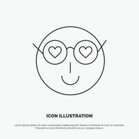 smiley emojis kärlek söt användare linje ikon vektor