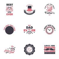 glücklicher vatertag 9 schwarz und rosa typografie set vektorembleme schriftzüge für grußkarten banner tshirt design du bist der beste papa editierbare vektordesignelemente vektor