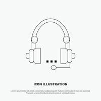 Support-Anruf Kommunikation Kontakt Headset Hilfe-Service-Line-Icon-Vektor vektor