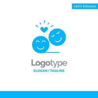 paar avatar smiley-gesichter emojis valentine blau solide logo-vorlage platz für tagline vektor