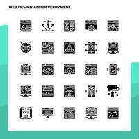 25 Symbolsatz für Webdesign und -entwicklung Solide Glyphensymbol-Vektorillustrationsvorlage für Web- und mobile Ideen für Unternehmen vektor