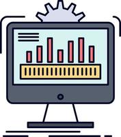 Dashboard Admin Monitor Überwachung der Verarbeitung flacher Farbsymbolvektor vektor