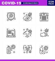 Coronavirus-Bewusstseinssymbole 9-zeiliges Symbol Corona-Virus-Grippe im Zusammenhang mit verbotenen Infrarot-Gebäudeterminen online Virus-Coronavirus 2019nov-Krankheitsvektor-Designelemente vektor