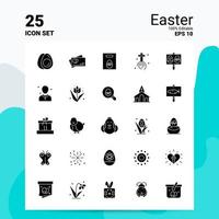 25 Ostern-Icon-Set 100 bearbeitbare Eps 10 Dateien Business-Logo-Konzept-Ideen solides Glyphen-Icon-Design vektor