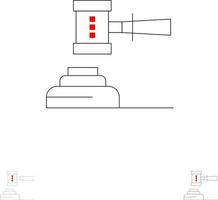 lag verkan auktion domstol klubban hammare bedöma Rättslig djärv och tunn svart linje ikon uppsättning vektor