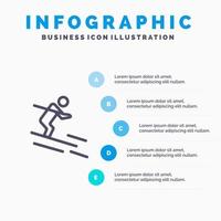 aktivitet åka skidor skidåkning sportsman linje ikon med 5 steg presentation infographics bakgrund vektor