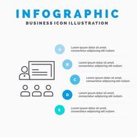 lagarbete företag mänsklig ledarskap förvaltning linje ikon med 5 steg presentation infographics bakgrund vektor