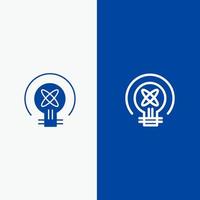 Glühbirne Licht Idee Bildung Linie und Glyphe festes Symbol blaues Banner vektor