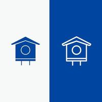 Haus Vogel Vogelhaus Federlinie und Glyphe festes Symbol blaues Banner Linie und Glyphe festes Symbol blaues Banner vektor