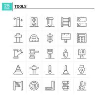 25 Werkzeuge Symbolsatz Vektor Hintergrund