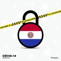 paraguay låsa ner låsa coronavirus pandemi medvetenhet mall covid19 låsa ner design vektor