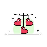 hjärta valentine kärlek hängande företag platt linje fylld ikon vektor baner mall