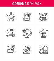 25 Coronavirus-Notfall-Iconset blaues Design wie Laborfahrzeug-Verbreitungstransport Notfall virales Coronavirus 2019nov-Krankheitsvektor-Designelemente vektor