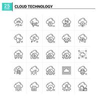 25 Cloud-Technologie-Icon-Set Vektor-Hintergrund vektor