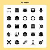 solide 25 Mechanik Icon Set Vektor Glyphe Stil Design schwarze Icons Set Web und mobile Geschäftsideen Design Vektor Illustration