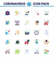 25 Flachfarben-Coronavirus covid19 Icon Pack wie Supervision Notfall fragen Sie einen Arzt Impfstoff Medizin virales Coronavirus 2019nov Krankheitsvektor Designelemente vektor