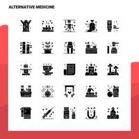 25 Alternativmedizin-Icon-Set solide Glyphen-Icon-Vektor-Illustrationsvorlage für Web- und mobile Ideen für Unternehmen vektor