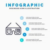 solglasögon glasögon amerikan USA linje ikon med 5 steg presentation infographics bakgrund vektor