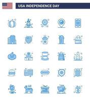 25 usa blau zeichen unabhängigkeitstag feier symbole der telefonzeichenabzeichenkarte amerikanische editierbare usa tag vektor design elemente