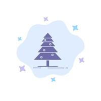 Baum Wald Weihnachten blaues Symbol auf abstraktem Wolkenhintergrund vektor
