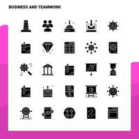 25 Geschäfts- und Teamwork-Icon-Set solide Glyphen-Icon-Vektor-Illustrationsvorlage für Web- und mobile Ideen für Unternehmen vektor