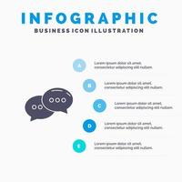 chat chatten gespräch dialog festes symbol infografiken 5 schritte präsentationshintergrund vektor