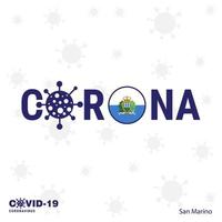 san marino coronavirus typografi covid19 Land baner stanna kvar Hem stanna kvar friska ta vård av din egen hälsa vektor