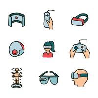 Set of Doodled Icons Of Virtual Reality Experience vektor