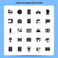 Solide 25 Haushaltsgeräte und Küchensymbole setzen Vektor-Glyphen-Stildesign schwarze Symbole setzen Web- und mobile Geschäftsideen entwerfen Vektorillustration vektor