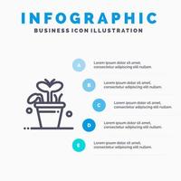 tillväxt blad växt vår linje ikon med 5 steg presentation infographics bakgrund