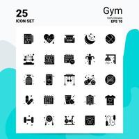 25 Gym ikon uppsättning 100 redigerbar eps 10 filer företag logotyp begrepp idéer fast glyf ikon design vektor