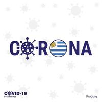 uruguay coronavirus typografie covid19 country banner bleib zu hause bleib gesund kümmere dich um deine eigene gesundheit vektor