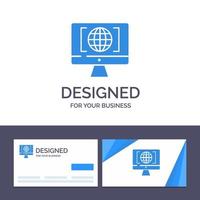 kreativ företag kort och logotyp mall dator internet värld stor tror vektor illustration