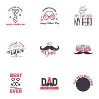 9 schwarze und rosa Happy Fathers Day Design Collection ein Satz von zwölf braun gefärbten Vatertagsdesigns im Vintage-Stil auf hellem Hintergrund editierbare Vektordesign-Elemente vektor